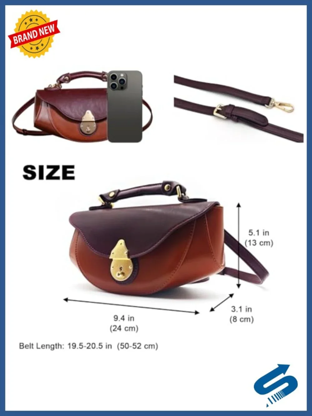 Women's Mini Faux Leather Boat-Shaped Top Handle Crossbody Bag with Detachable